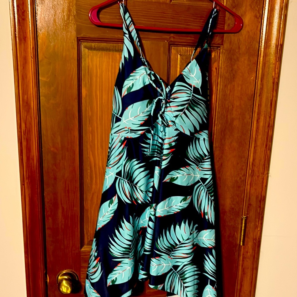 Ladies size 12w Tropical print swim dress.